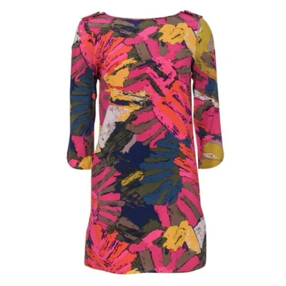 Tibi 100% silk abstract print shift dress size 0 - Picture 1 of 9